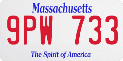 MA license plate 9PW733