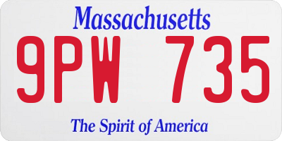 MA license plate 9PW735