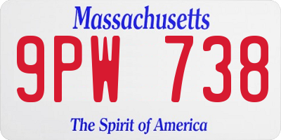 MA license plate 9PW738