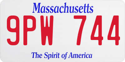 MA license plate 9PW744