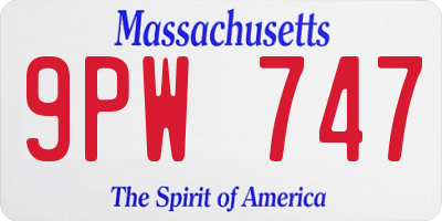 MA license plate 9PW747