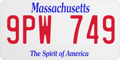 MA license plate 9PW749