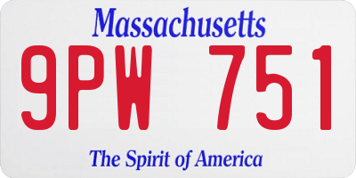 MA license plate 9PW751