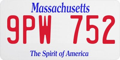 MA license plate 9PW752
