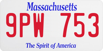 MA license plate 9PW753