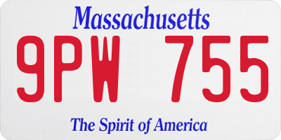 MA license plate 9PW755