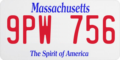 MA license plate 9PW756