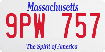 MA license plate 9PW757