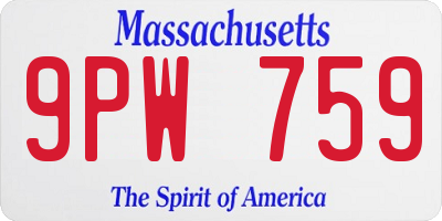 MA license plate 9PW759