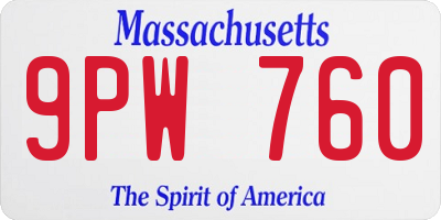 MA license plate 9PW760
