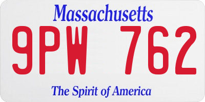 MA license plate 9PW762
