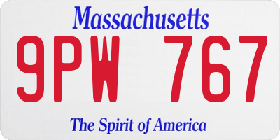 MA license plate 9PW767