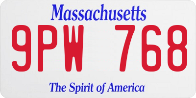 MA license plate 9PW768