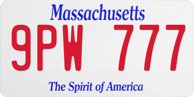 MA license plate 9PW777