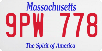 MA license plate 9PW778