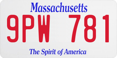 MA license plate 9PW781