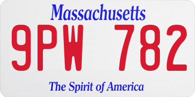 MA license plate 9PW782