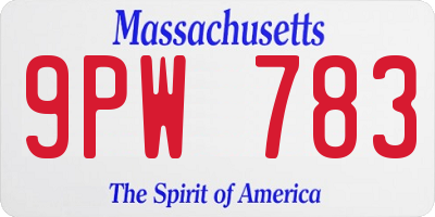 MA license plate 9PW783