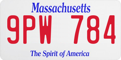 MA license plate 9PW784