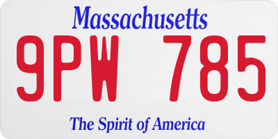MA license plate 9PW785