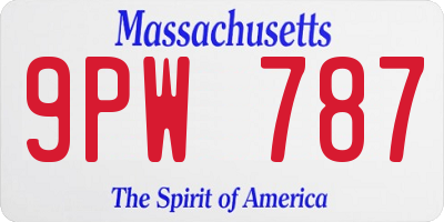 MA license plate 9PW787
