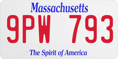 MA license plate 9PW793