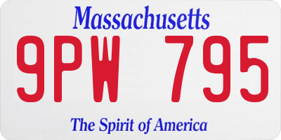 MA license plate 9PW795