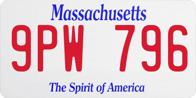 MA license plate 9PW796