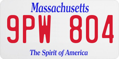 MA license plate 9PW804