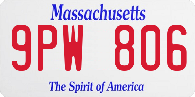 MA license plate 9PW806