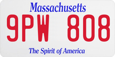 MA license plate 9PW808