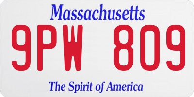 MA license plate 9PW809