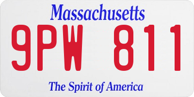 MA license plate 9PW811