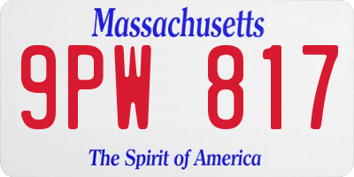 MA license plate 9PW817