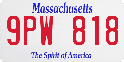 MA license plate 9PW818