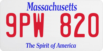 MA license plate 9PW820