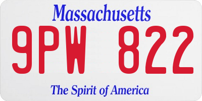 MA license plate 9PW822