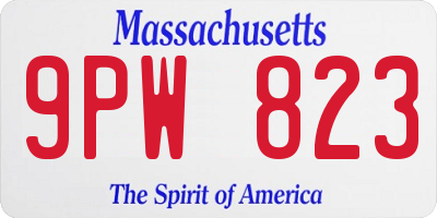 MA license plate 9PW823