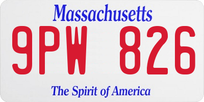 MA license plate 9PW826