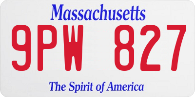 MA license plate 9PW827