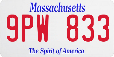 MA license plate 9PW833