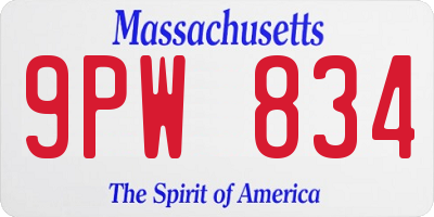 MA license plate 9PW834