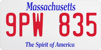 MA license plate 9PW835