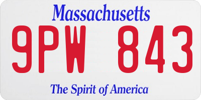 MA license plate 9PW843