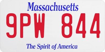 MA license plate 9PW844