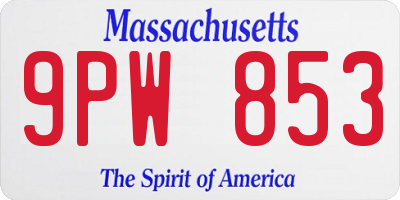 MA license plate 9PW853