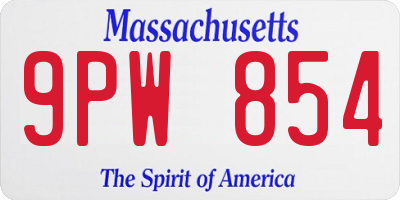 MA license plate 9PW854