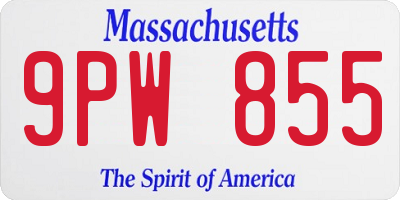 MA license plate 9PW855