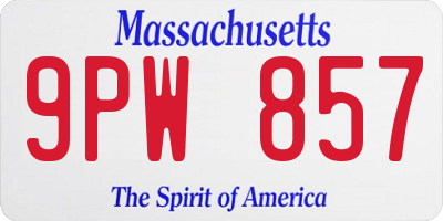 MA license plate 9PW857