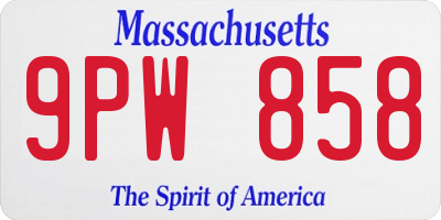 MA license plate 9PW858